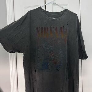 Urban Outfitters Nirvana Distressed Black T-Shirt
